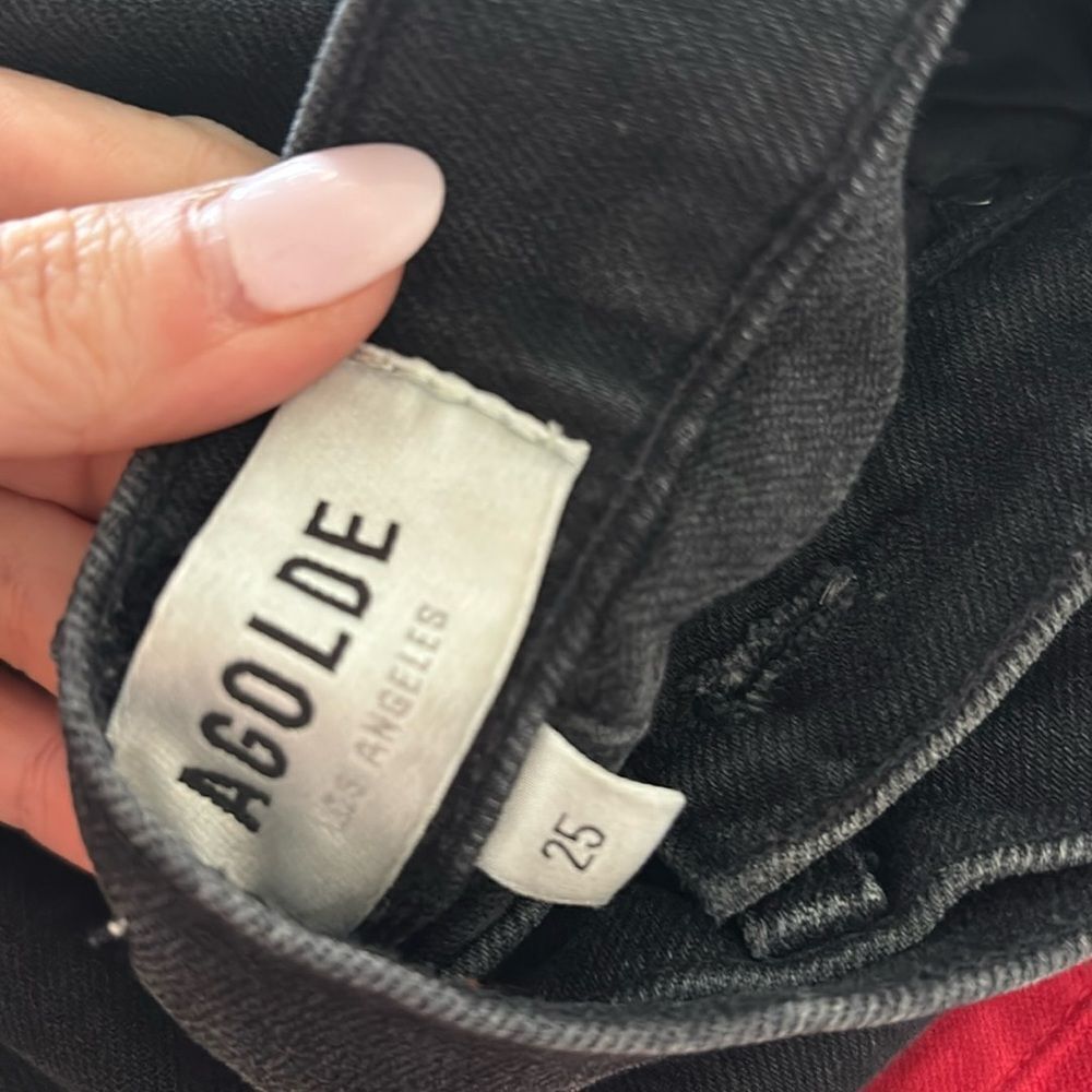 Agolde Riley High Rise Jeans Black 25 - Picture 2 of 5